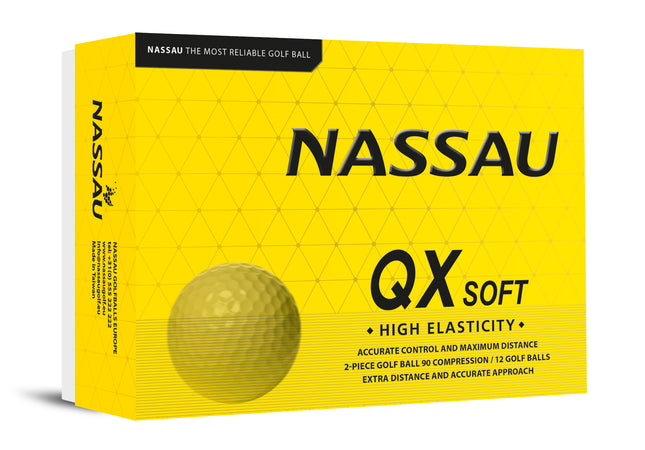 Nassau QX Soft - golfballen bedrukken - Geel
