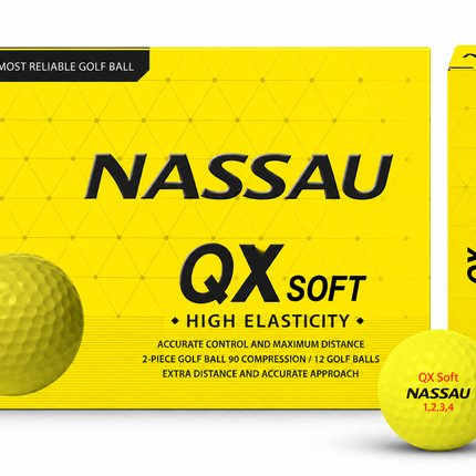 Nassau QX Soft - golfballen onbedrukt - Lemon